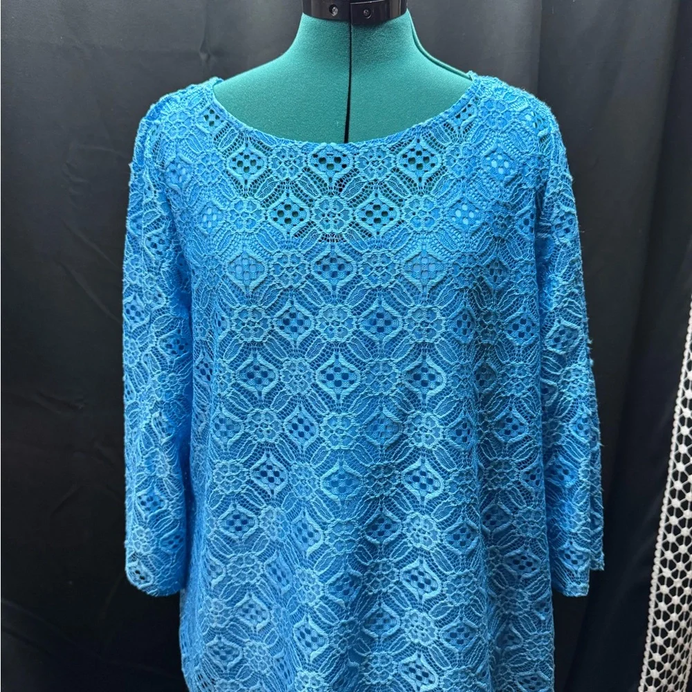 Ruby Rd. Vibrant Blue Lace Blouse - Picture 1 of 3